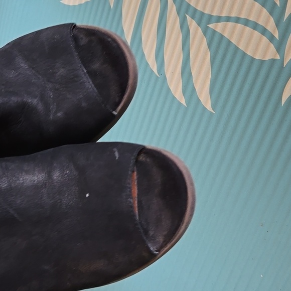 Lucky brand Odenah black leather open toe Block Heel Velcro Closure Shoes Spring - Picture 5 of 12